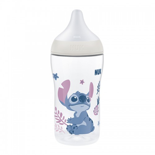 NUK Perfect Match Temperature Control Bottle with Soft Silicone Teat 260ml | Disney Stitch | Made in Germany
